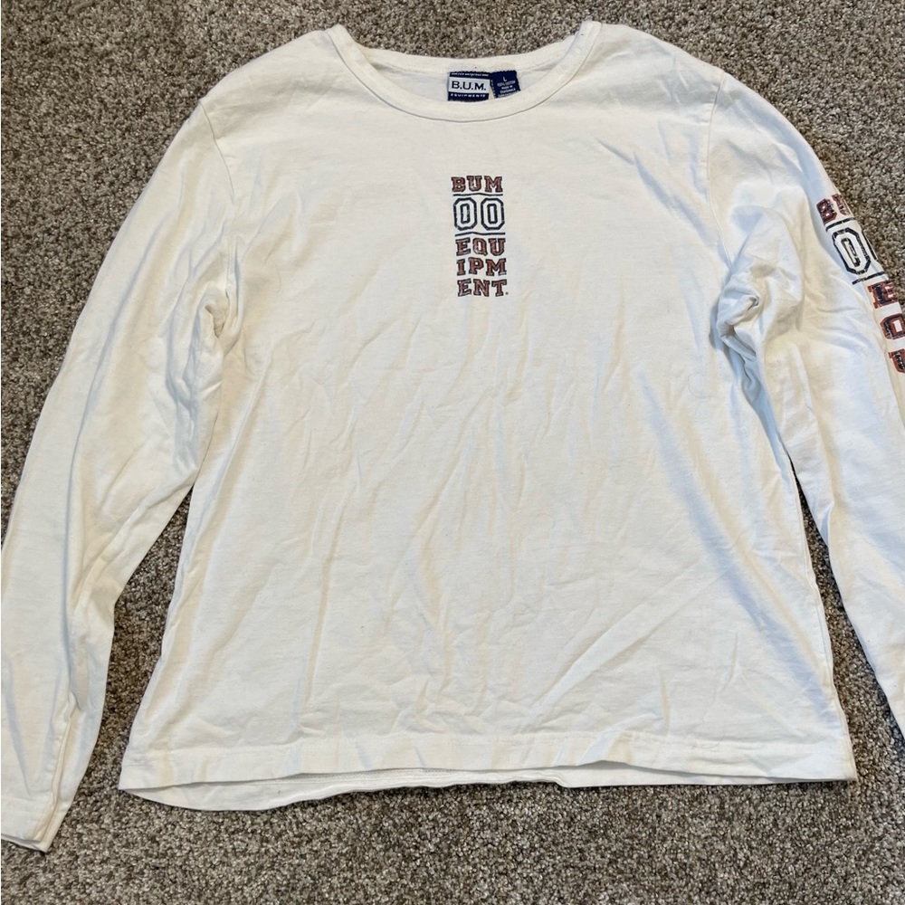 Boy’s Long-Sleeve, Large, White, B.U.M.
